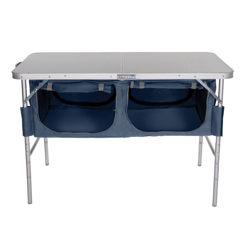 Fold-N-Half Table with Heat-Resistant Top and Storage Bins image number 3