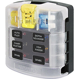 Blue Sea Common Sourced ST Blade Fuse Block - 6 Circuits w/Cover