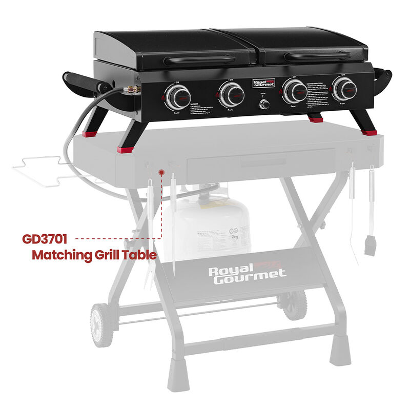 Royal Gourmet 4-Burner Portable Propane Gas Grill Griddle - Black image number 2
