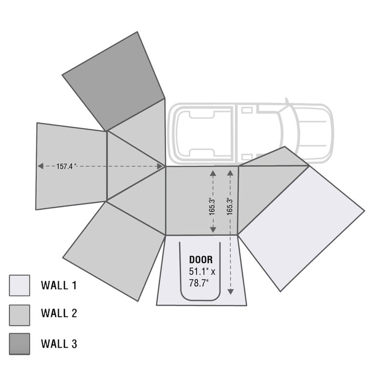Overland Vehicle Systems Nomadic 270 Awning Wall 1, Passenger Side, Dark Gray image number 2