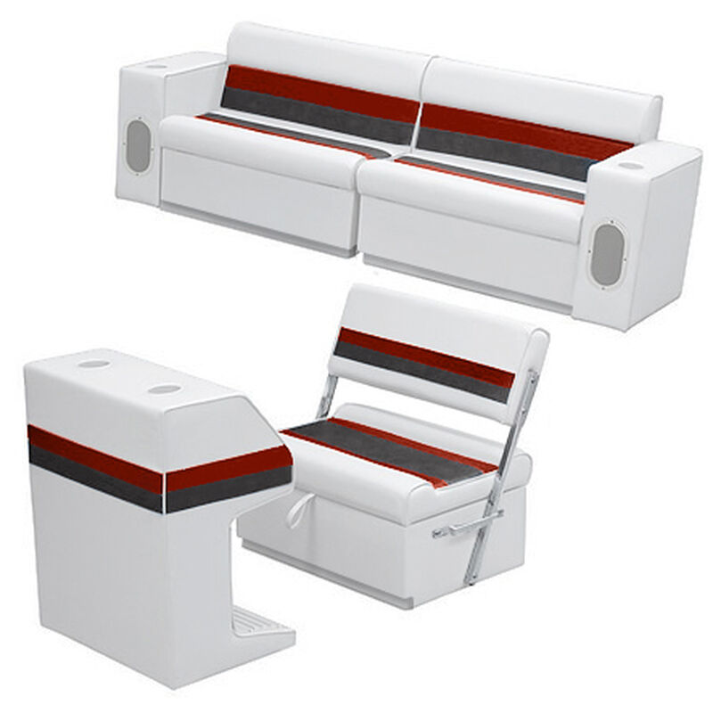 Deluxe Pontoon Furniture w/Toe Kick Base - Rear Group 7 Package, White/Red/Charc image number 1
