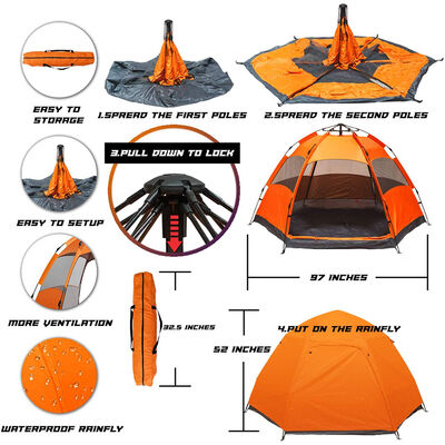 GlareWheel Instant Pop-Up Tent, Orange XL