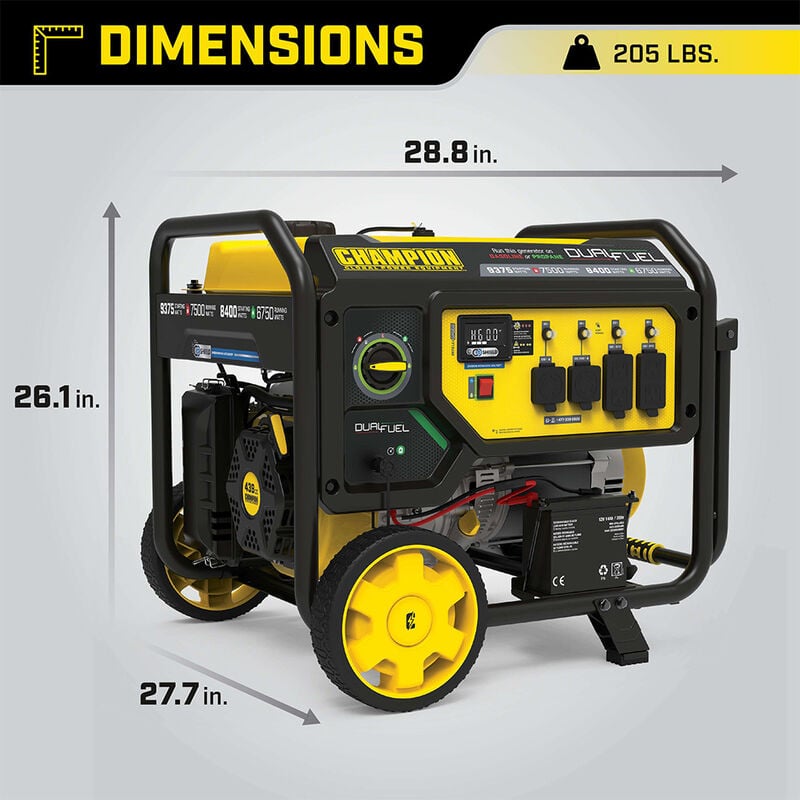 Champion 7500-Watt Dual Fuel Portable Generator with CO Shield image number 14