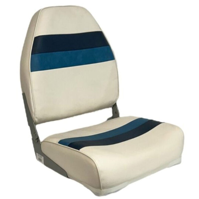 Horizon Manufacturing Premium Series Pontoon Fold Down Boat Seat - White/Navy/Blue