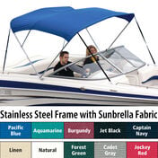 Shademate Sunbrella Stainless 3-Bow Bimini Top 5'L x 32''H 67''-72'' Wide