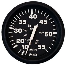 Faria 4" Euro Black Series Speedometer, 35 MPH