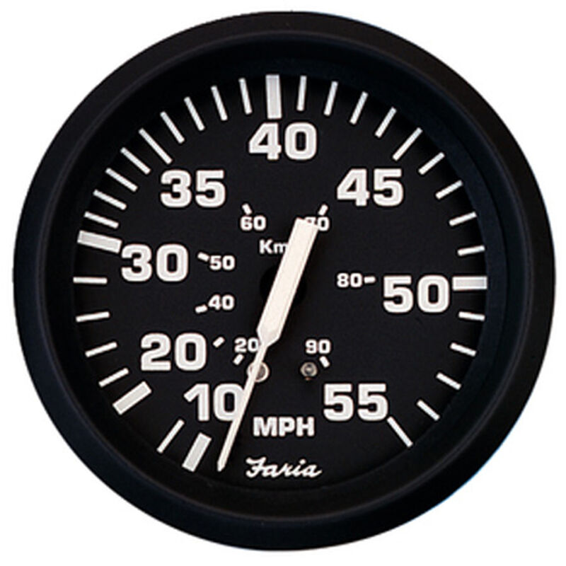 Faria 4" Euro Black Series Speedometer, 35 MPH image number 1