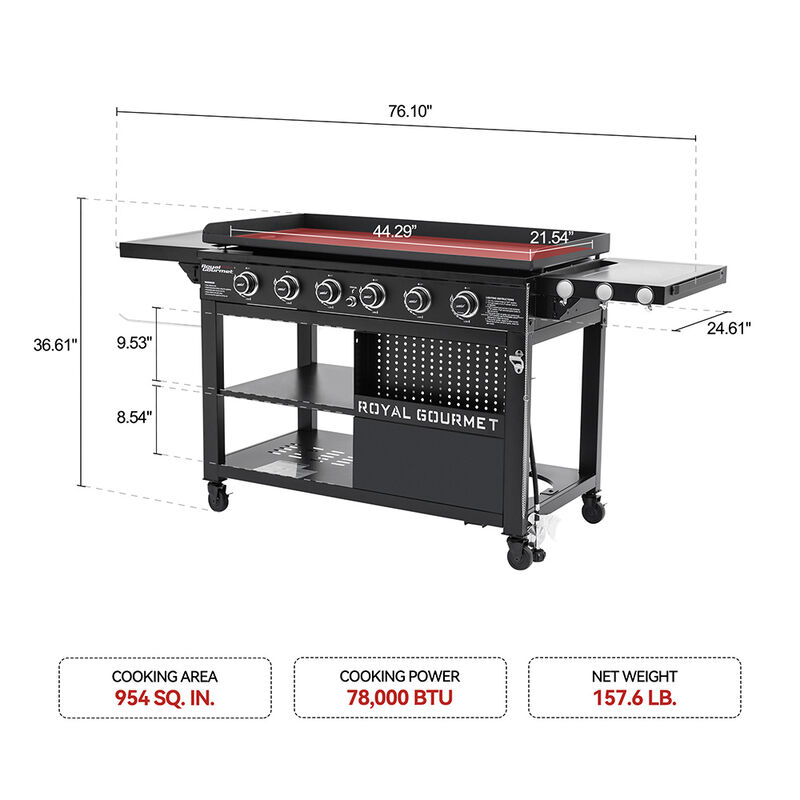 Royal Gourmet 44" 6-Burner Gas Griddle image number 10