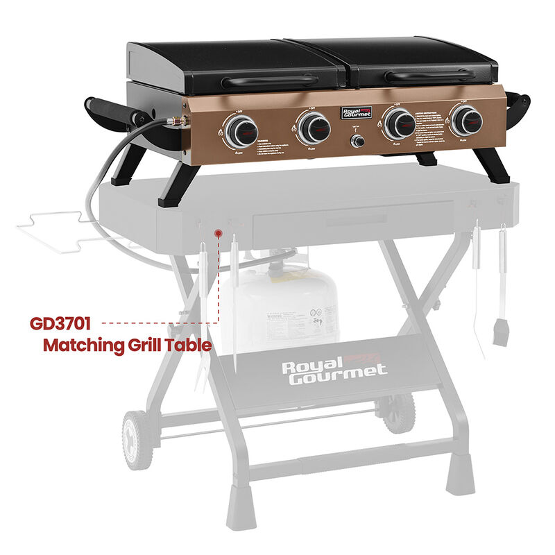 Royal Gourmet 4-Burner Gas Grill and Griddle Combo - Bronze image number 23