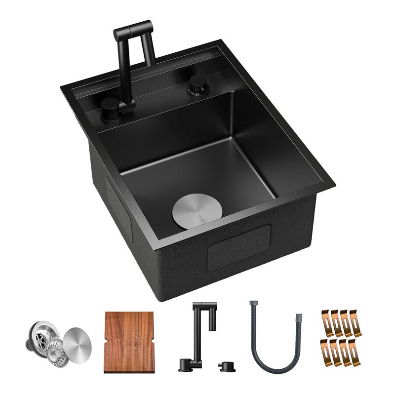 WELLFE RV Kitchen 16 x 21 x 9 in Undermount Bar Sink, 16 Gauge