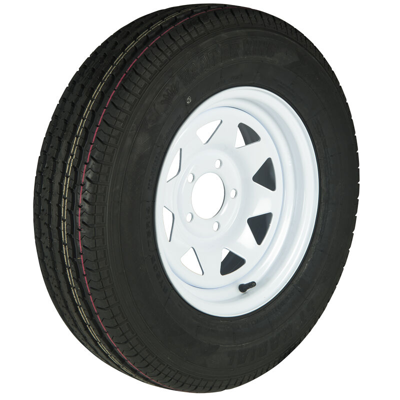 Trailer King II ST215/75 R 14 Radial Trailer Tire, 5-Lug White Spoke Rim image number 1