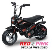 Classic e-Mini Bike with Red and Pink Decals