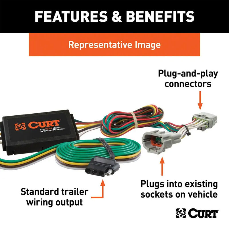 CURT 56218 Custom Wiring Harness, 4-Way Flat, Select Ford Transit Connect image number 2