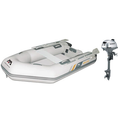 Aqua Marina 9'9" A-Deluxe Inflatable Speed Boat with Wood Deck and Honda 2.3 HP Outboard with 15" Shaft