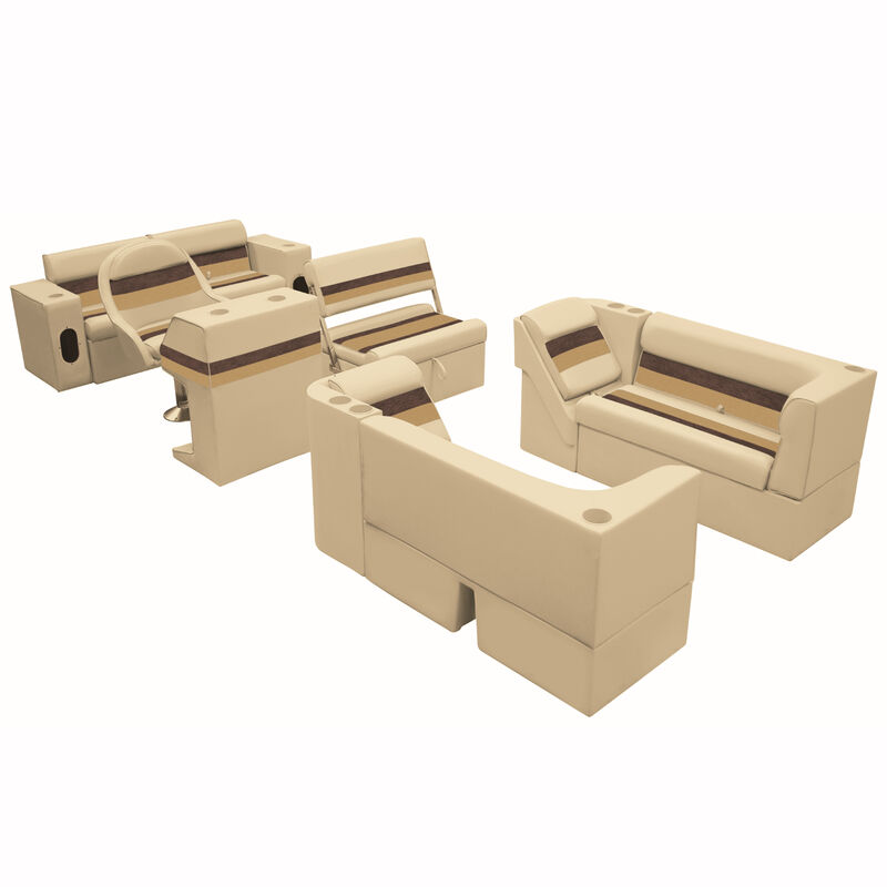 Deluxe Pontoon Furniture w/Classic Base - Complete Boat Package E, Sand/Ches/Gld image number 1