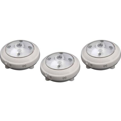 Wireless LED Puck Light with Auto On/Off Sensor, 3pk - White