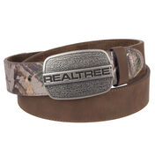 Realtree Men's 1.5" Leather Belt with Logo Buckle