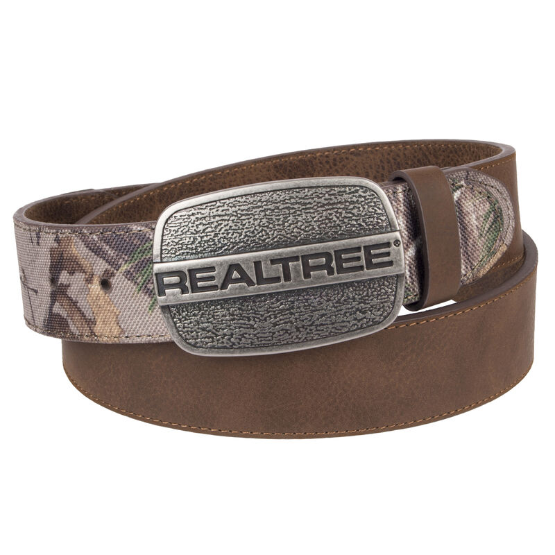 Realtree Men's 1.5" Leather Belt with Logo Buckle image number 1
