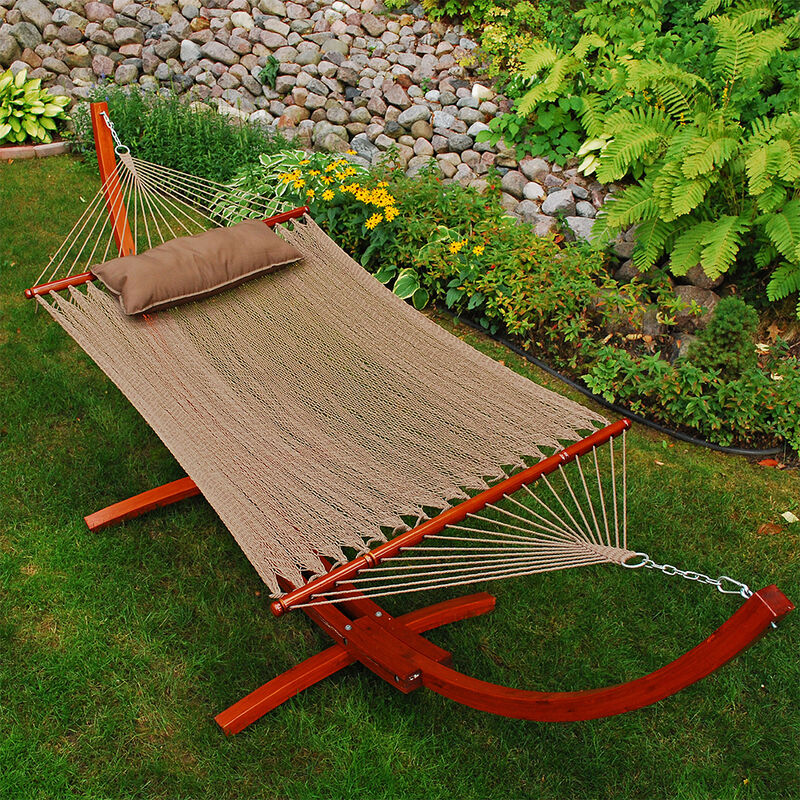 Algoma 12' Wood Arc Frame with Caribbean Hammock and Pillow Combination image number 5