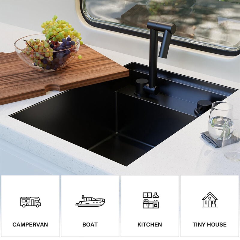 WELLFE RV Kitchen 16 x 21 x 9 in Undermount Bar Sink, 16 Gauge image number 6