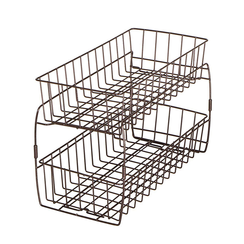 Smart Design 2-Tier Stackable Pull-Out Baskets, Black image number 2