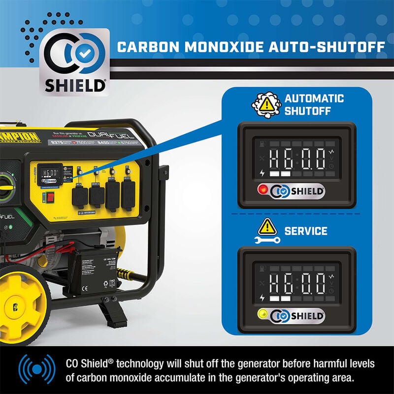 Champion 7500-Watt Dual Fuel Portable Generator with CO Shield image number 9