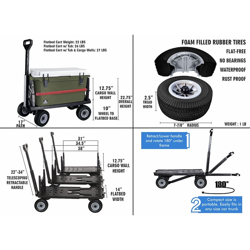 Mighty Max Multi-Purpose Dock Cart Wagon, Black Tub image number 4