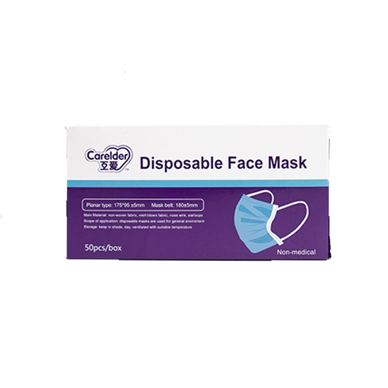 Carelder Disposable 3-Ply Face Masks, 50-pack image number 1