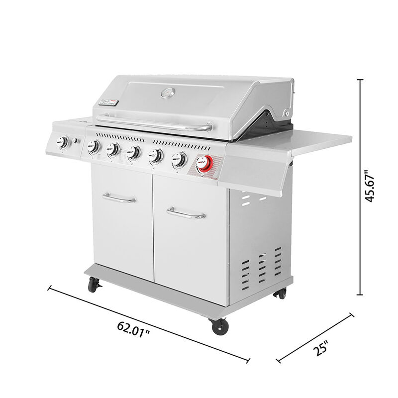 Royal Gourmet GA Series 6-Burner Gas Grill with Sear Burner and Side Burner image number 15