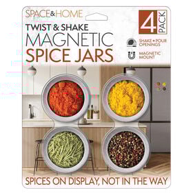 Space and Home Twist-and-Shake Magnetic Spice Jars, 4-Pack