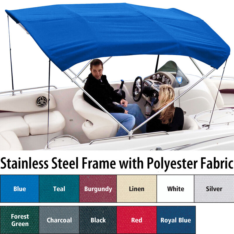 Shademate Polyester Stainless 4-Bow Bimini Top 8'L x 54''H 91''-96'' Wide image number 2