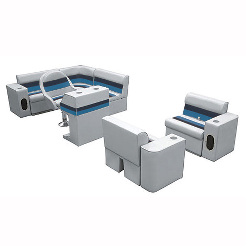 Deluxe Pontoon Furniture w/Toe Kick Base, Group 6 Package, Gray/Navy/Blue