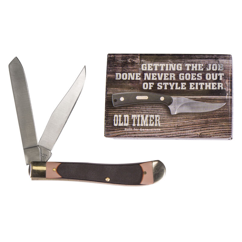 Old Timer Gunstock Trapper Folding Pocket Knife With Playing Cards Package image number 2