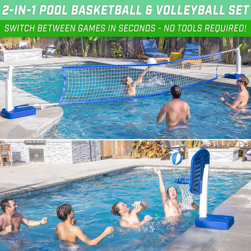 GoSports Splash Hoop 2-in-1 Pool Basketball Hoop & Volleyball Set image number 4