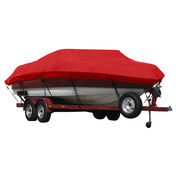 Exact Fit Covermate Sunbrella Boat Cover for Larson Senza 190 Lx  Senza 190 Lx Bowrider Closed Bow I/O. Jockey Red
