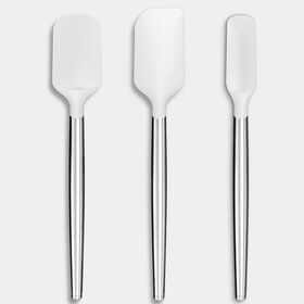Art and Cook 3 Piece Silicone Spatula Set, White/Silver
