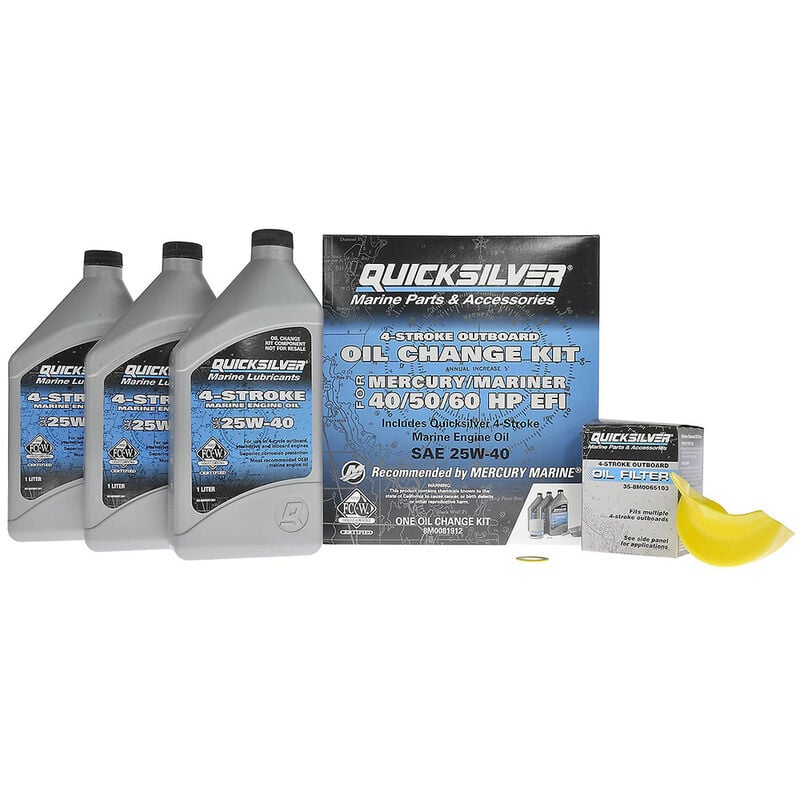 Quicksilver Oil Change Kit, 25W-40, Mercury/Mariner 40/50/60 HP Engines image number 1