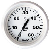 Faria 4" Dress White Series Tachometer, 6,000 RPM Gas Inboard & Inboard/Outboard