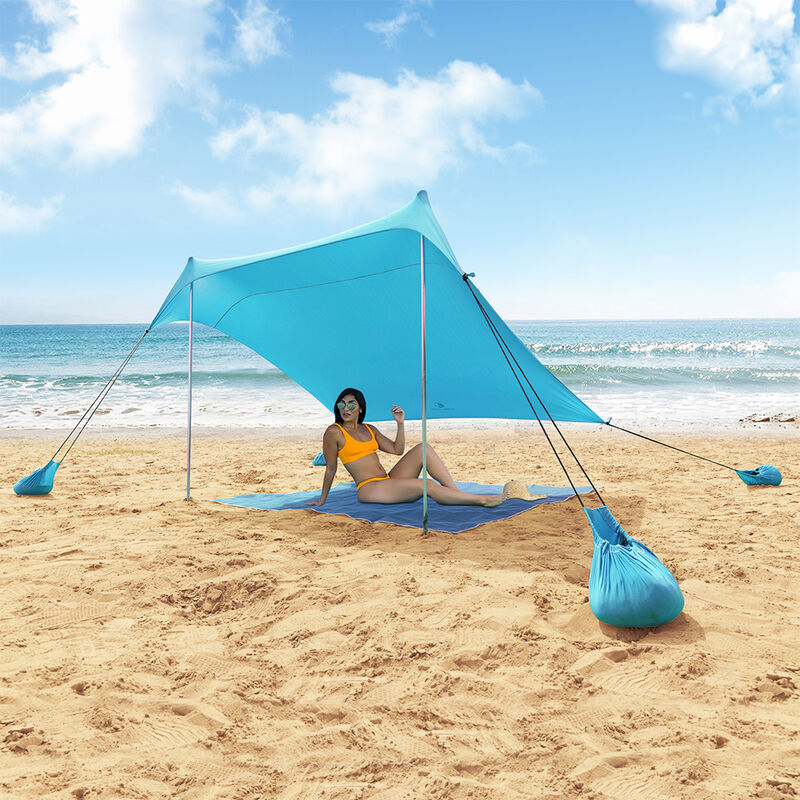 MF Studio Beach Shade 7.6' x 7.2' Sun Shelter and Portable Canopy, Blue image number 1