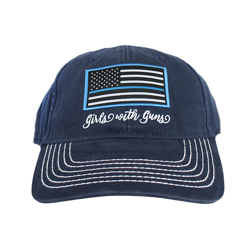 Girls With Guns Thin Blue Line Vintage Trucker Hat image number 1