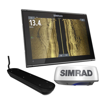 Simrad GO9 XSE Chartplotter Radar Bundle HALO20+ & Active Imaging 3-in-1 Transom Mount Transducer & C-MAP Discover Chart