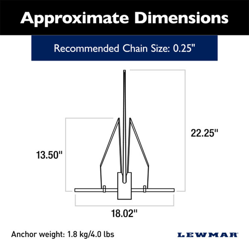 Lewmar LFX 4-lb. Fluke Anchor Kit image number 2