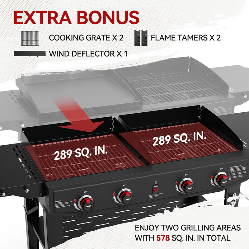 Royal Gourmet 4-Burner Gas Grill and Griddle Combo Package image number 8