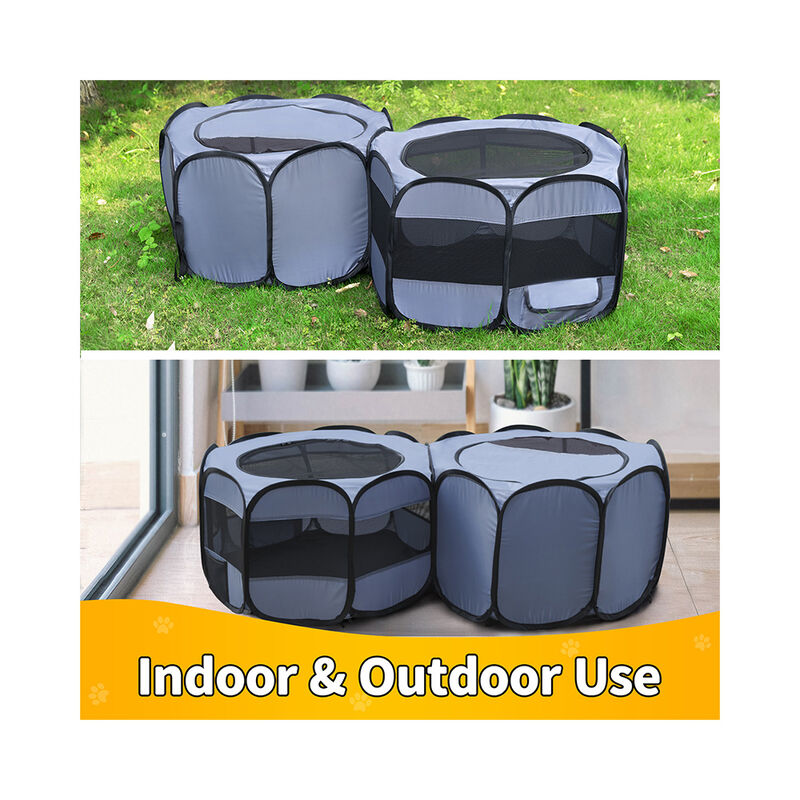EighteenTek Double Room Pop-Up Pet Playpen, Small image number 5