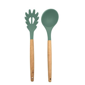 Phantom Chef Silicone Ladle and Pasta Server Set, Green