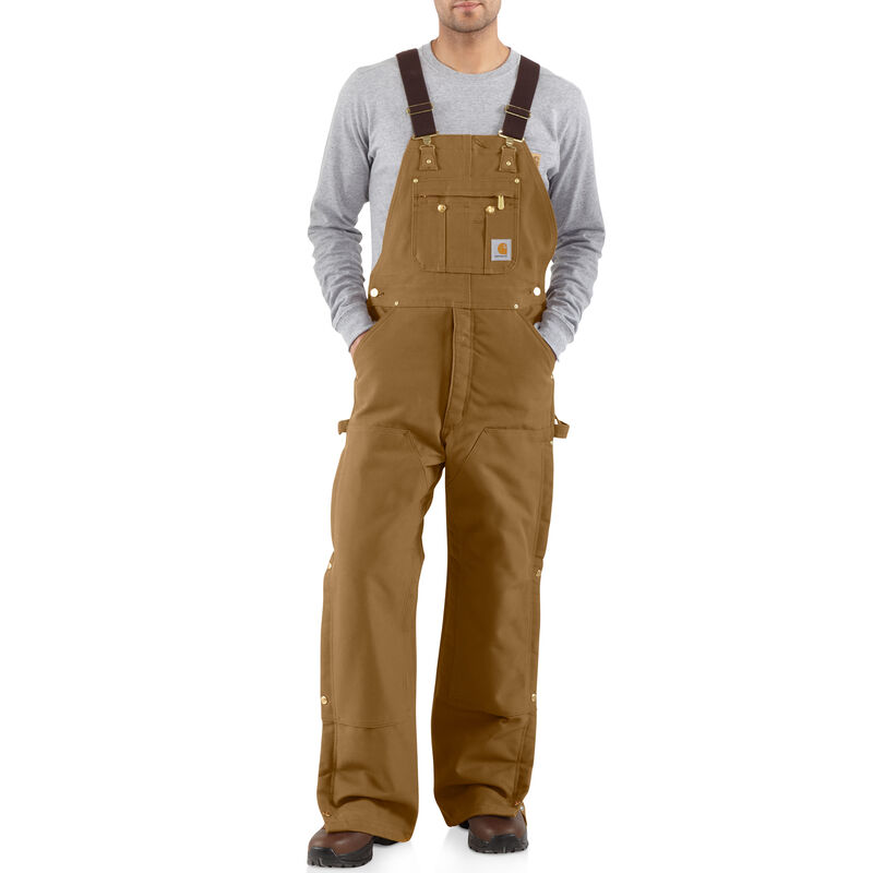Carhartt Men's Duck Quilt-Lined Zip-To-Thigh Bib Overall image number 1