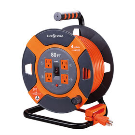 Link2Home Power Reel 80' Extension Cord with 4 Power Outlets