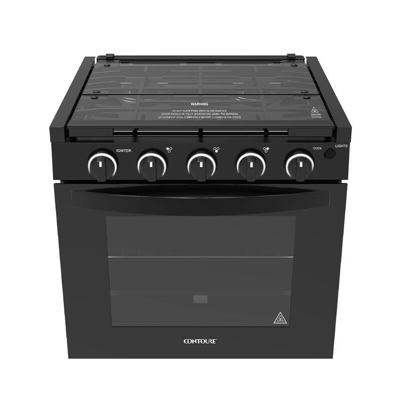 CONTOURE GR-21TCBB 21" 3-Burner Drop-In Gas Range, Black image number 3