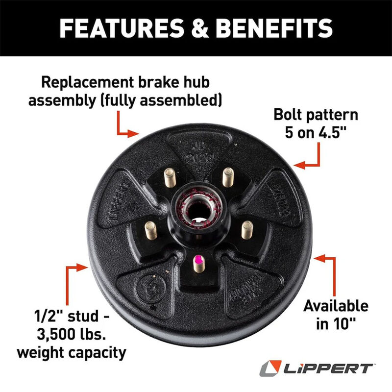 Lippert 10" Brake Hub Complete Kit image number 3