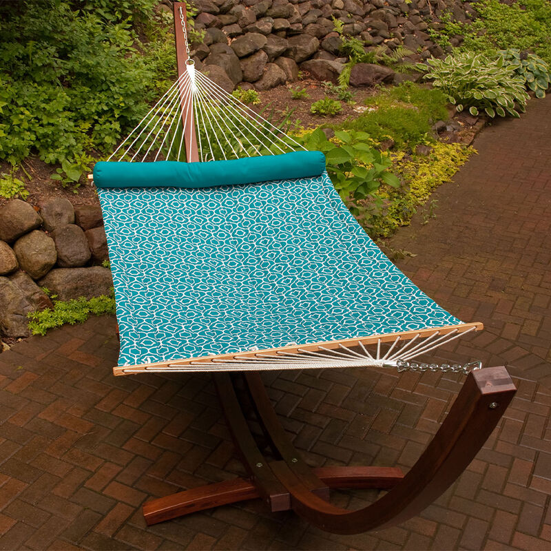 Algoma 12' Wood Arc Frame with Quilted Hammock and Pillow Combination image number 3